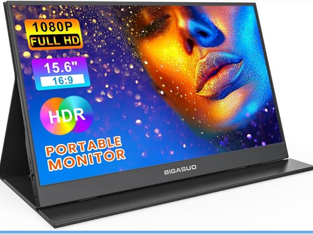 Lot 96-180656 - BIGASUO Portable Monitor, 15.6'' 1080P FHD Portable Monitor for Laptop, USB-C HDMI Computer Display ...