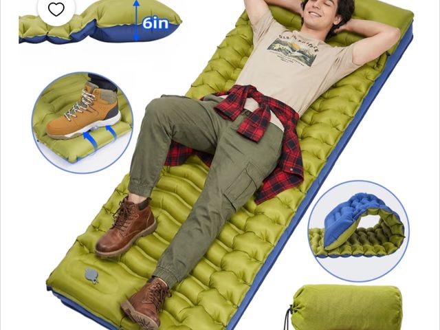 Lot 96-232486 - NOCOEX Camping Sleeping Pad, 6" Extra Thick Pillow, Built-in Foot Pump &amp; Leakproof Design, Light...