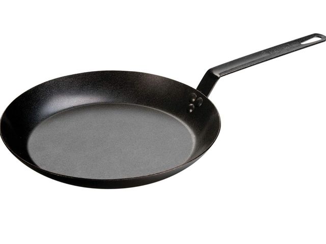 Lot 96-164118 - Lodge Pre-Seasoned Carbon Steel Skillet - Use in the Oven, on the Stove, on the Grill, or Over a Cam...