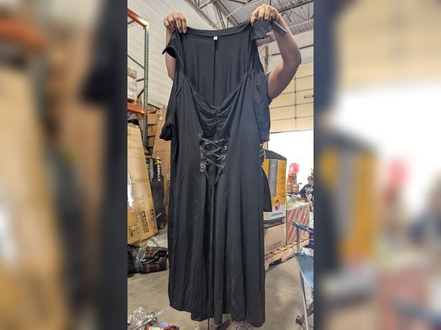 Lot 96-167019 - Gothic Halloween Witch Faux Corset Black Dress 4X New