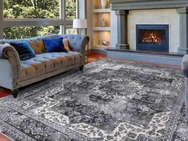 Lot 96-232739 - Home Decorators Collection Angora Anthracite 8 ft. x 10 ft. Medallion Area Rug New  Msrp $229.00