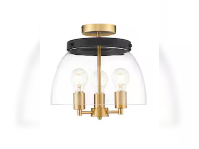 Lot 96-198266 - OVE Decors Romina 3-Light 12.99-in Brass LED Semi-flush Mount Light
New