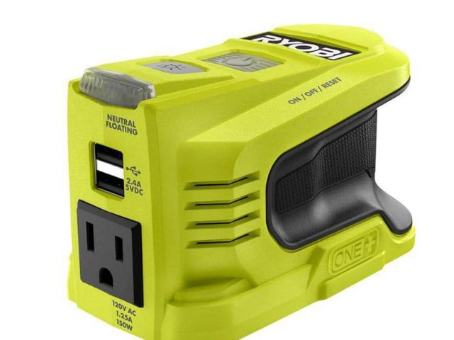 Lot 96-164748 - RYOBI 18V ONE+ 150-Watt Portable
Battery Inverter Power Source (Tool Only)
New
