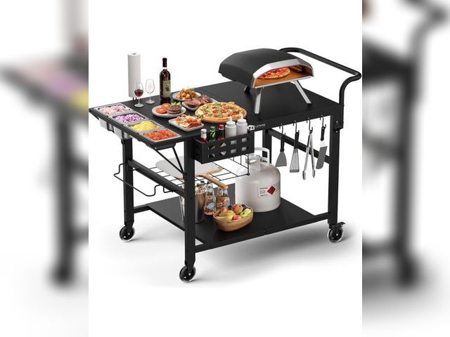 Lot 96-209976 - Leteuke Pizza Oven Table, Grill Cart Table for Blackstone Griddle, Outdoor Pizza Oven Stand Fits Nin...