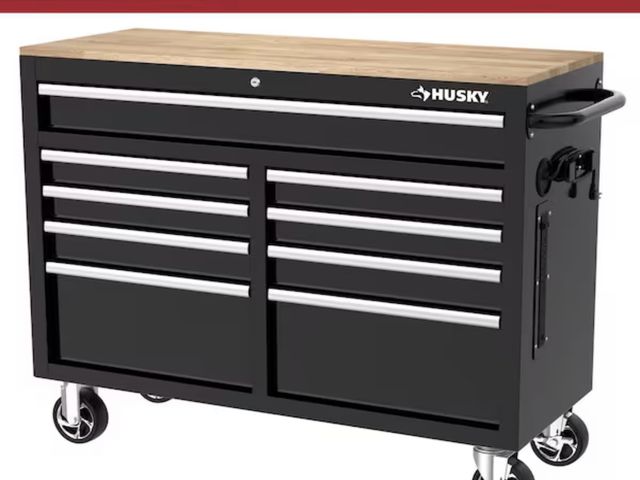 Lot 96-192488 - Husky
Tool Storage 46 in. W x 18 in. D 9-Drawer Mobile Workbench Cabinet in Gloss Black
MSRP $448
Ne...