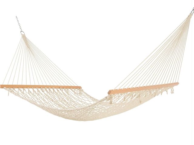 Lot 96-191392 - Castaway Living 13 ft. Double Traditional Hand Woven Cotton Rope Hammock – 2-Person, 450 lb Capacity...