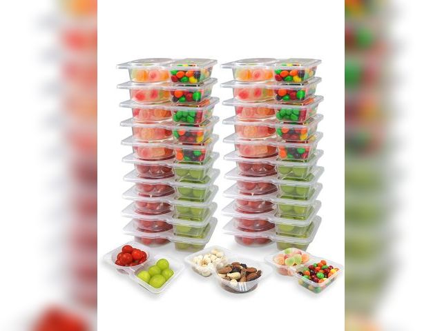 Lot 96-193835 - 20 Pcs Reusable Snack Containers, Snack Containers with Lids, Double Compartment Snack Pack Containe...