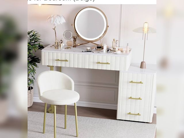 Lot 96-192083 - Padded Chair for makeup vanity, CHAIR ONLY New