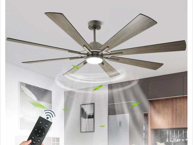 Lot 96-177126 - Depuley WS-FPZ197-66 66 in 8 blade ceiling fan with light, color varies from stock image appears to ...