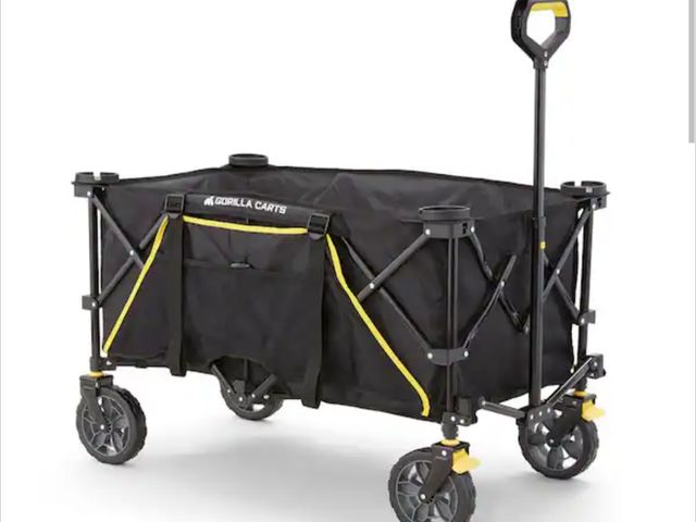 Lot 96-171914 - 7 cu. ft. Collapsible Fabric Folding Outdoor Utility Wagon Garden Cart with Oversized Bed, Black New...