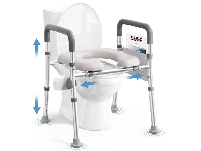 Lot 96-179338 - Toilet Seat Riser for Seniors, Raised Toilet Seat with Handles, Adjustable Height &amp; Width, 400lb...