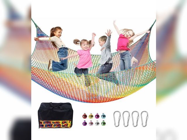 Lot 96-164259 - LPIW Climbing Net for Kids - 14.8FT x 9.9FT Double Layers Heavy Duty Playground Safety Net, Climbing...