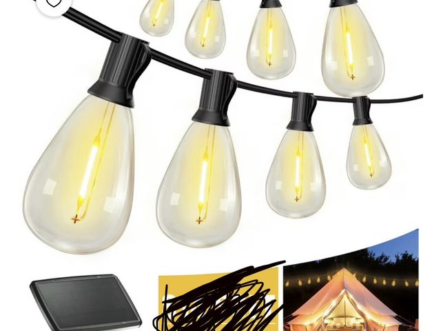 Lot 96-230691 - DAYBETTER Solar Outdoor String Lights, Bulbs, Waterproof &amp; Shatterproof, for Porch, Backyard, Ho...