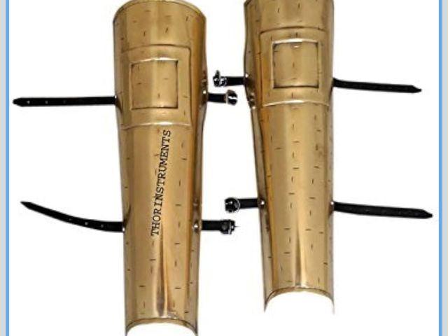 Lot 96-178372 - 300 Spartan Movie Leg Guard Set Brass Finish Props Rustic Vintage Home Decor Gifts MSRP $100 New