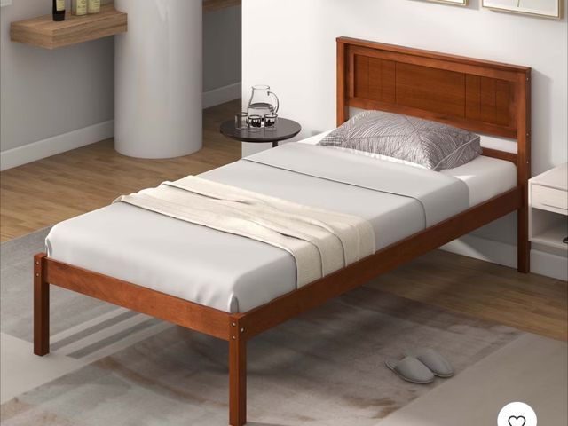 Lot 96-192184 - Costway Twin Size Wood Platform Bed Frame New MSRP $279