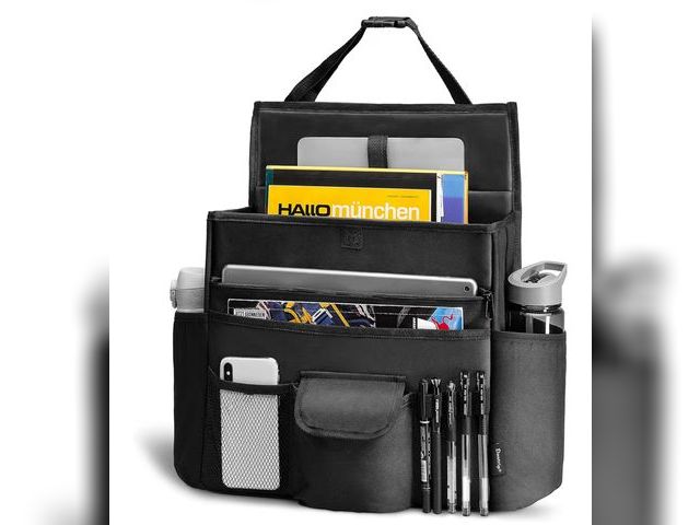 Lot 96-176112 - Car Front Seat Organizer, Back Seat Storage with Adjustable Straps Truck Seat Organizers for Deliver...