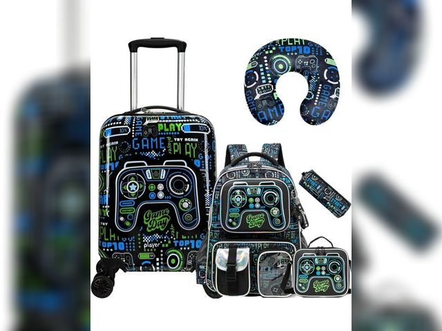 Lot 96-179941 - Kid’s Luggage Set 5 Piece Suitcase Set 16’’ Hardside Luggage with Spinner Wheels Girls Boys Carry on...