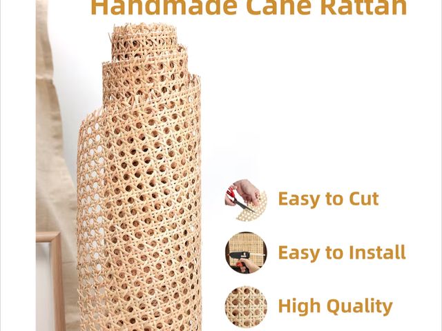 Lot 96-177806 - 18" Width Cane Webbing Rattan Webbing 3.3Ft Natural Rattan Caning Material for Cabinet,Chair,Dresser...