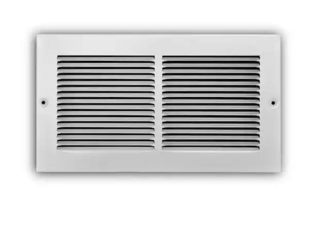 Lot 96-232587 - Box of 9 Everbilt 12 in. x 6 in. 1-Way Steel Baseboard Return Air Grille in White New Msrp $116.82
