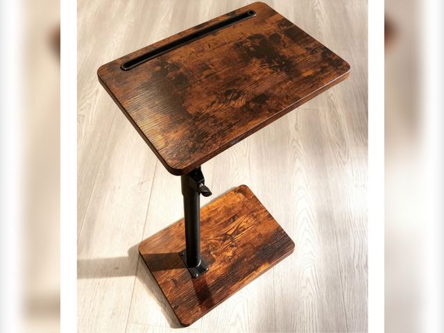 Lot 96-198579 - MuiiuM TV Tray Table for Couch, 360° Swivel/Height Adjustable / 180° Flip, C Shaped End Table with B...