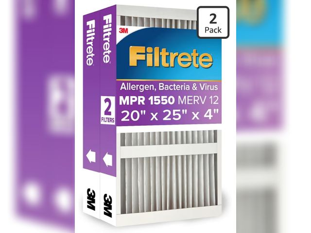 Lot 96-211815 - 20x25x4 Air Filter MERV 12, MPR 1550 Certified Asthma &amp; Allergy Friendly 2-Pack, Fits Honeywell ...