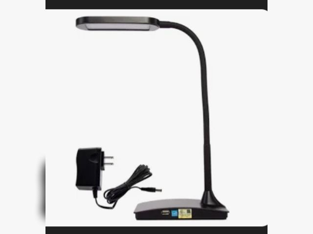 Lot 96-200838 - TW Lighting IVY LED Desk Lamp with a USB Port in black. Unused with some blemishes on the base