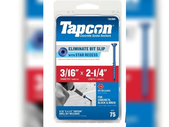 Lot 96-173965 - Tapcon 3/16 in. x 2-1/4 in. Star Flat-Head Concrete Anchors (75-Piece)
New