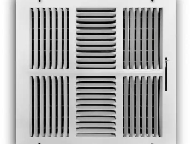 Lot 96-232574 - Pack of 3 Everbilt 12 in. x 12 in. 4-Way Steel Wall/Ceiling Register in White New  Msrp $116.94