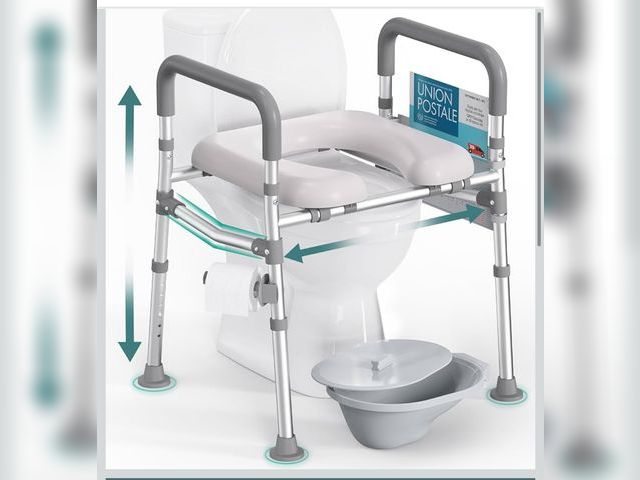 Lot 96-173720 - Raised Toilet Seat with Handles, 500lb Toilet Seat Riser for Seniors with Bedpan, Adjustable Height ...
