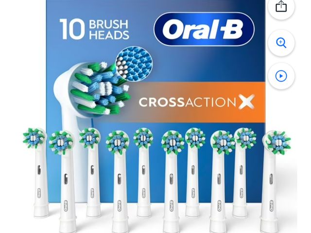 Lot 96-230636 - Oral-B CrossAction X Replacement Brush Heads, 10 ct. new