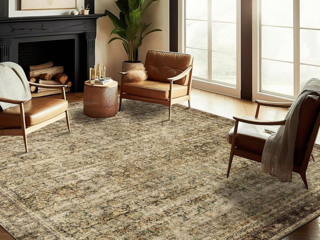 Lot 96-168720 - Area Rug 10x14 Washable Brown Vintage Traditional Mat Distressed Indoor Foldable Thin Retro Accent F...