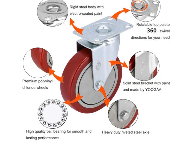 Lot 96-177442 - Set of 2 Heavy Duty Caster Swivel Caster Wheels No Noise 360 Degree Rotation Plate Caster New