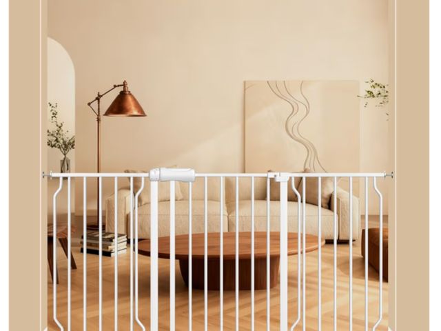 Lot 96-188607 - ALLAIBB Extra Wide Pressure Mounted Baby Gate Walk Through Child Kids Safety Toddler White Long Larg...