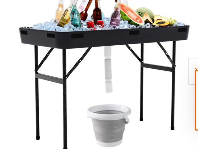 Lot 96-227795 - Costway 4 Foot Party Ice Cooler Folding Table New MSRP $149