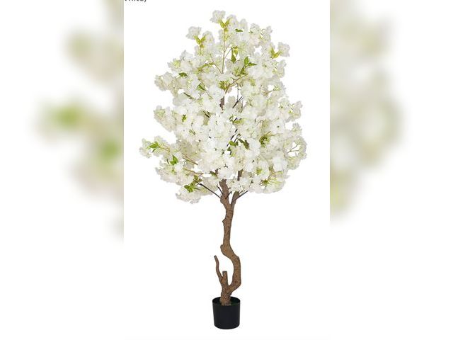Lot 96-170669 - Artificial Cherry Blossom Tree, 6ft Pink White and Champagne Silk Flowers, Indoor Potted Plant, Faux...