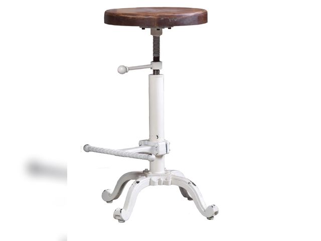 Lot 96-188851 - Topower Industrial Retro Vintage Farm Wooden Tractor Stool Kitchen Swivel Height Adjustable bar Stoo...