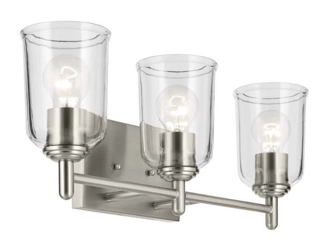 Lot 96-203659 - KICHLER Shailene 21 in. 3-Light
Brushed Nickel Traditional Bathroom Vanity Light with Clear Glass MS...