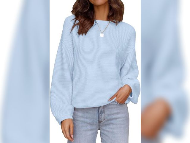 Lot 96-191770 - ZESICA Women's Crew Neck Long Lantern Sleeve Fall 2026 Casual Loose Ribbed Knit Solid Soft Pullover ...