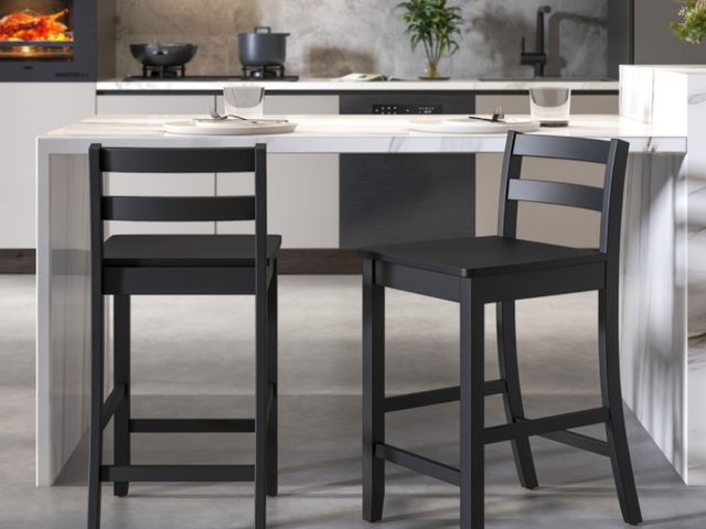 Lot 96-188758 - Wooden Bar Stools Set of 2 with Ergonomic Backrest and Footrest
New 
MSRP $350.00