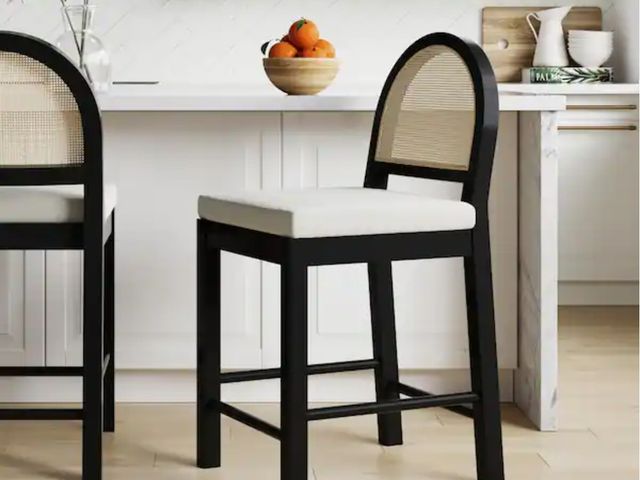 Lot 96-165180 - Nathan James
Bailey 24 in. Upholstered Boucle Rattan and Wood Counter Height Bar Stool w/ Woven Back...