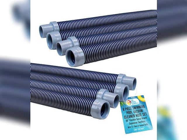 Lot 96-187535 - U.S. Pool Supply Pool Vacuum Hose, 8 Piece Pool Hose Set - 40" Blue Flexible Spiral Wound Connector ...