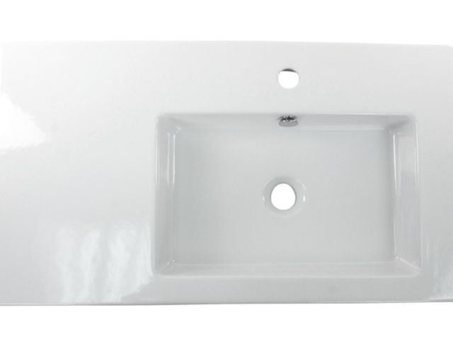 Lot 96-180643 - White Bathroom Vanity Top with an Integrated Sink 24" x 14" 
Appears Unused 1 small Knick 
New