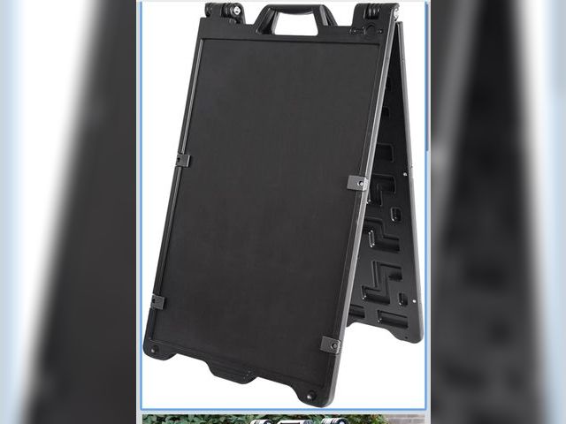 Lot 96-176714 - A-Frame Sidewalk Sign 24 x 36 Inch Folding Double Sided Sandwich Board Plastic Outdoor Advertising S...