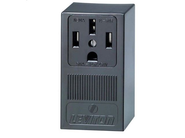 Lot 96-178273 - Leviton 50 Amp Single Surface Mounted
Single Outlet, Black
New