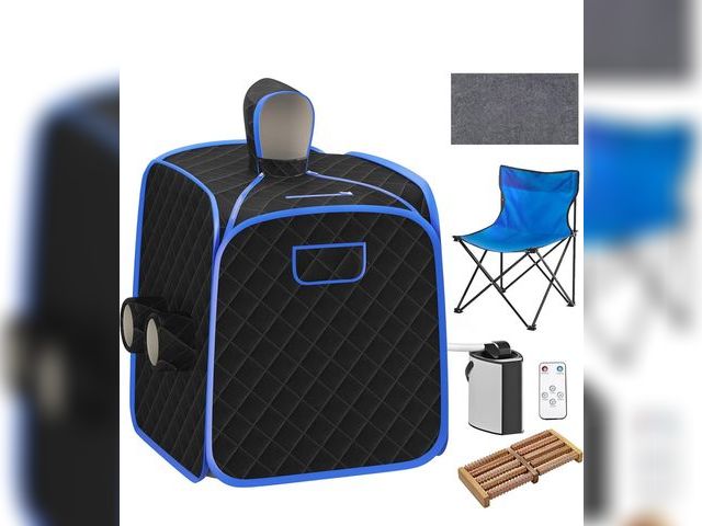 Lot 96-198021 - COSTWAY Portable Steam Sauna, Remote Control, 3L Steamer, Foldable Sauna Spa with 9 Temperature and ...