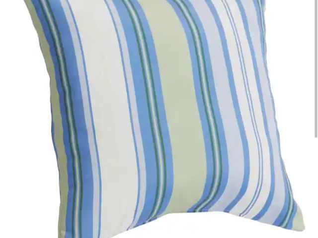Lot 96-232538 - Hampton Bay 18 in. x 18 in. Outdoor Patio Throw Pillow in Green Bimini Stripe New