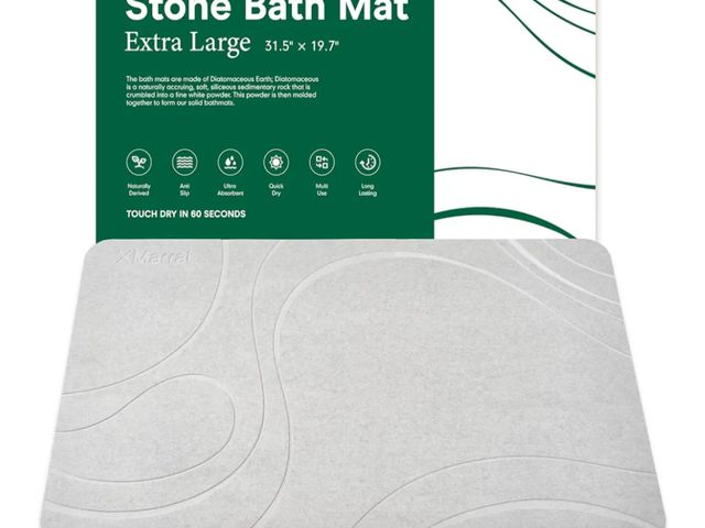 Lot 96-175968 - Large Stone Bath Mat, Super Absorbent Diatomaceous Earth Bath Mat, Quick Drying Non-Slip Diatomite S...
