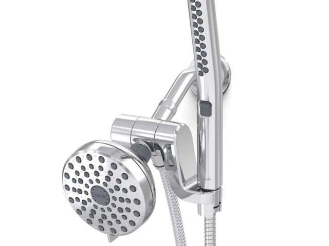 Lot 96-163827 - Waterpik 12-spray 5 in. High PressureDual Shower Head and Handheld Shower Head in Chrome
Appears lig...
