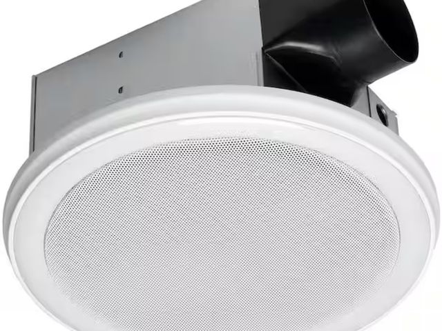 Lot 96-198302 - HOMEWERKS 110 CFM Ceiling Mount Bathroom Exhaust Fan with Bluetooth Speakers and LED Light Used