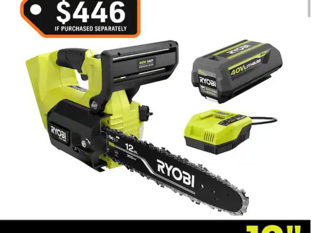 Lot 96-192389 - RYOBI 40V HP Brushless 12 in. Top Handle Battery Chainsaw with 4.0 Battery and Charger Used, unteste...